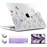 TWOLSKOO for MacBook Pro 14 inch Case M5 M4 M3 M2 M1 Pro Max Chip (2026-2021), Plastic Hard Shell & Keyboard Cover & Type C Adapter & Screen Protector, Dandelions