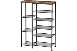 HOOBRO 6-Tier Staggered Shoe Rack, Entryway Shoe Organizer with Particleboard Surface Shelf and Metal Frame, for Hallway, Ent