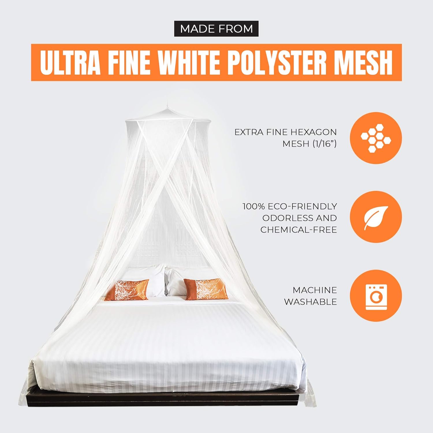 MEKKAPRO Extra-Large King Mosquito Bed Net, Made for King Queen and Twin, Two Openings Netting | Bed Canopy Curtains, White Mosquito Netting: Home & Kitchen