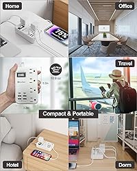 6 USB(2 USB C) Surge Protector Power Strip- 5Ft