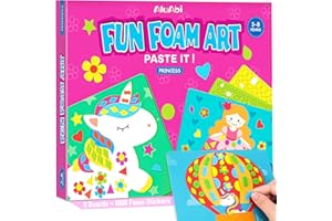 AluAbi Foam Sticker Art Craft Activity,No Mess Fun Sticker for Kids, DIY 3D Foam Felt Craft Kit,Creative Learning Toy Travel Game,Birthday Christmas Gifts for Boys Girls Toddlers Ages 3 4 5 6 7 8