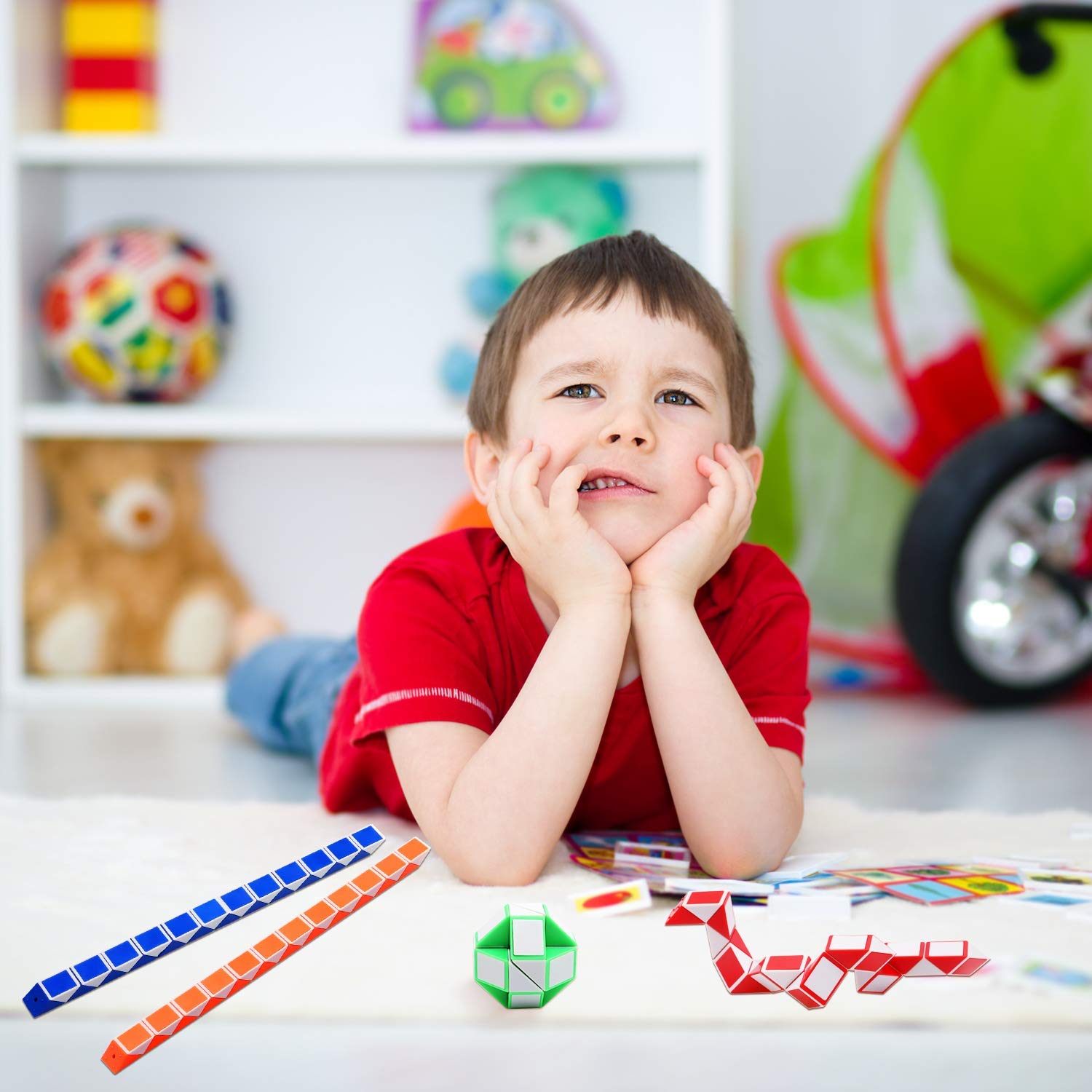 SouthStar Twist Puzzle Toys, 15 Packs Magic Snake Cube,24 Blocks Mini Snake Speed Cubes,Snake Rubiks for Kids Party Bag Fillers and Party Favours(Random Color)