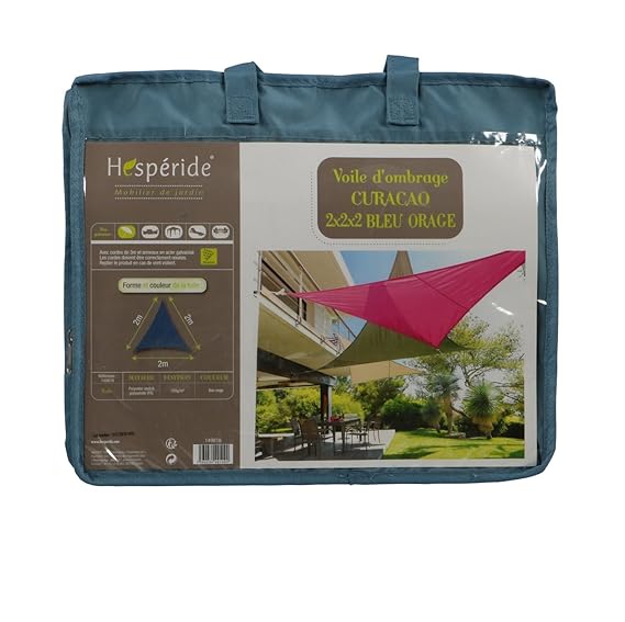 Sonnensegel Sonnenschutz, dreieckig 2 x 2 x 2 m aus wasserabweisendem Material - Farbe GRAUBLAU