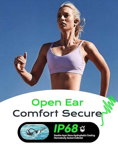 DEMICEA OPEN EAR SPORT HEADPHONES, WIRELESS BONE CONDUCTION EARPHONES, BUILT-IN 32GB MP3,WITH MIC, IP68, SWEAT & WATER RESISTANT, UP TO 8 HOURS BATTERY, BLUETOOTH 5.3,FOR RUNNING,SWIMMING,WORKOUTS