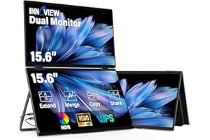 InnoView Laptop Screen Extender 15.6" Dual Portable Monitor 1080P FHD Folding Triple Monitor HDMI (No Extended) USB-C Portabl