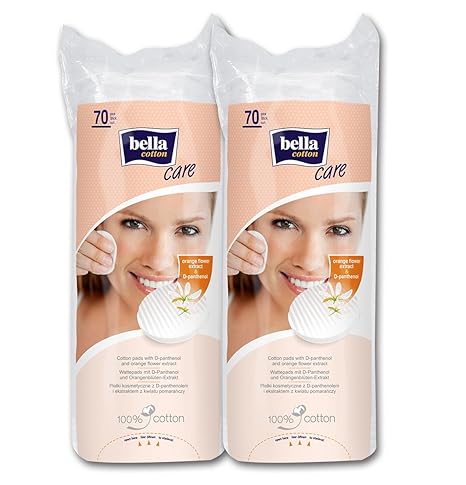 Bella Cotton Pads Round with D Panthenol and Orange Blossom Extract-70 Pieces (Pack of 2)