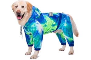 Dog Hoodies Winter Coat for Large Medium Dogs, Pullover Dog Warm Hooded Coat Fleece Sweatshirt Hoodie for Cold Weather(Tie-Dy