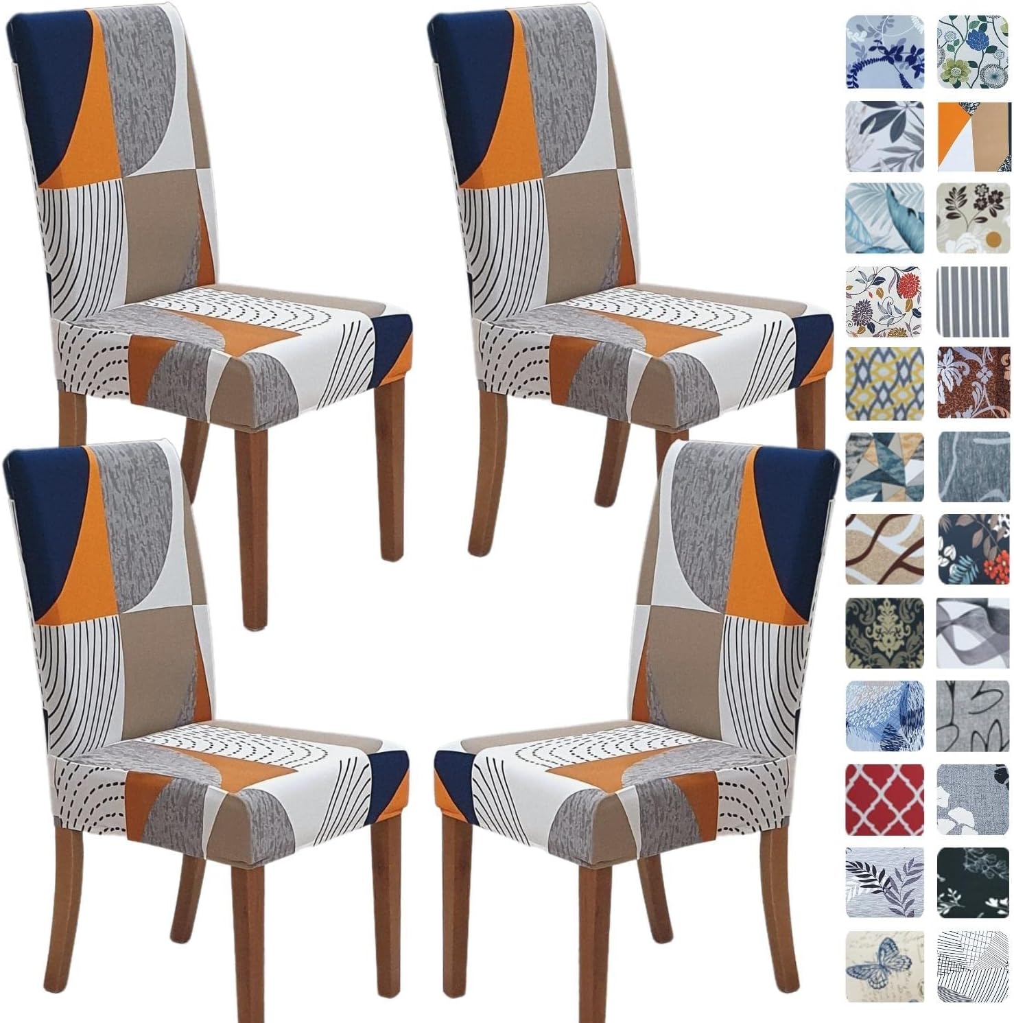 Slipcovers - SPRINGRICO Chair Covers for Dining Room Set of 4, Stretch Dining Chair Cover, Washable Spandex Kitchen Parsons Chair Slipcovers, Removable Seat Protector for Home or Party (4 Pack, Color Matrix)