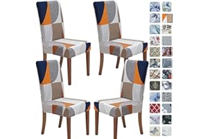SPRINGRICO Chair Covers for Dining Room Set of 4, Stretch Dining Chair Cover, Washable Spandex Kitchen Parsons Chair Slipcovers, Removable Seat Protector for Home or Party (4 Pack, Color Matrix)