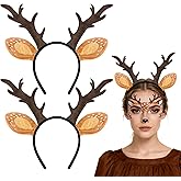 HLHLLSW 3PCS Deer Antlers Headband with Deer Ears - Lightweight & Snug Fit Comfort Deer Headband for Women Adults | Festive Deer Costume Accessories for Halloween, Christmas, Cosplay Parties