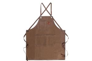 MIKI WELL Apron For Men With Large Porckets - Adjustable otton Canvas Cross Back Heavy Duty,for Woodworkers, Blacksmiths