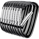 100 PCS Carabiner Clip,1.8" Aluminum Carabiner Caribeaner Clip,Small Carabiners,D Shape Carabiner Clips,Backpack Clips,Spring Snap Hook for Keychain Clip,Caribeener(Black)