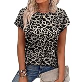 Alaroo Womens Summer Tops Short Sleeve Shirts Crew Neck Cute Trendy Tunic Blouses (S-3XL)
