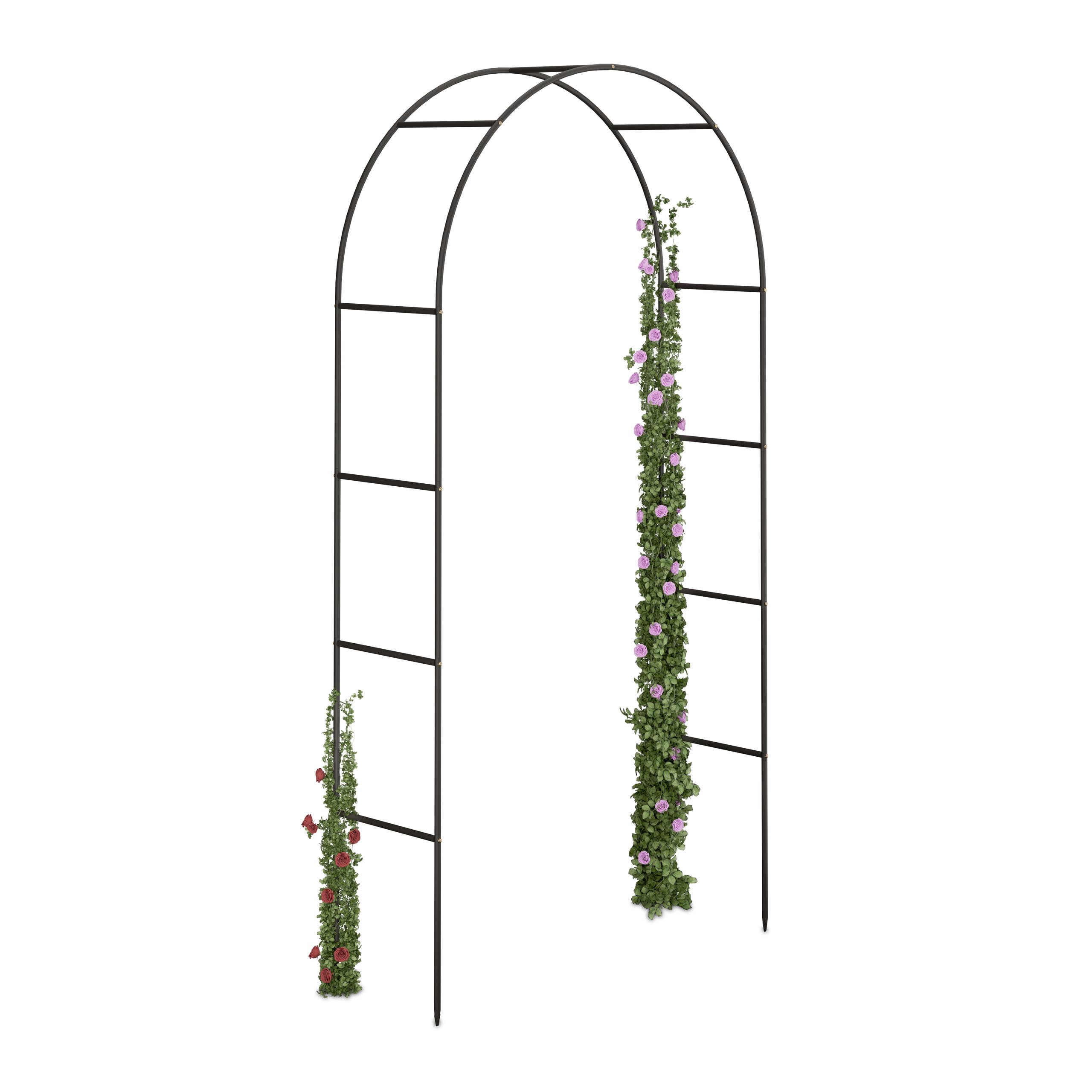 Relaxdays Powder-Coated Steel Rose Arch, Garden Arbour or Trellis, Weather-Proof Support for Climbing Plants, Dark Brown