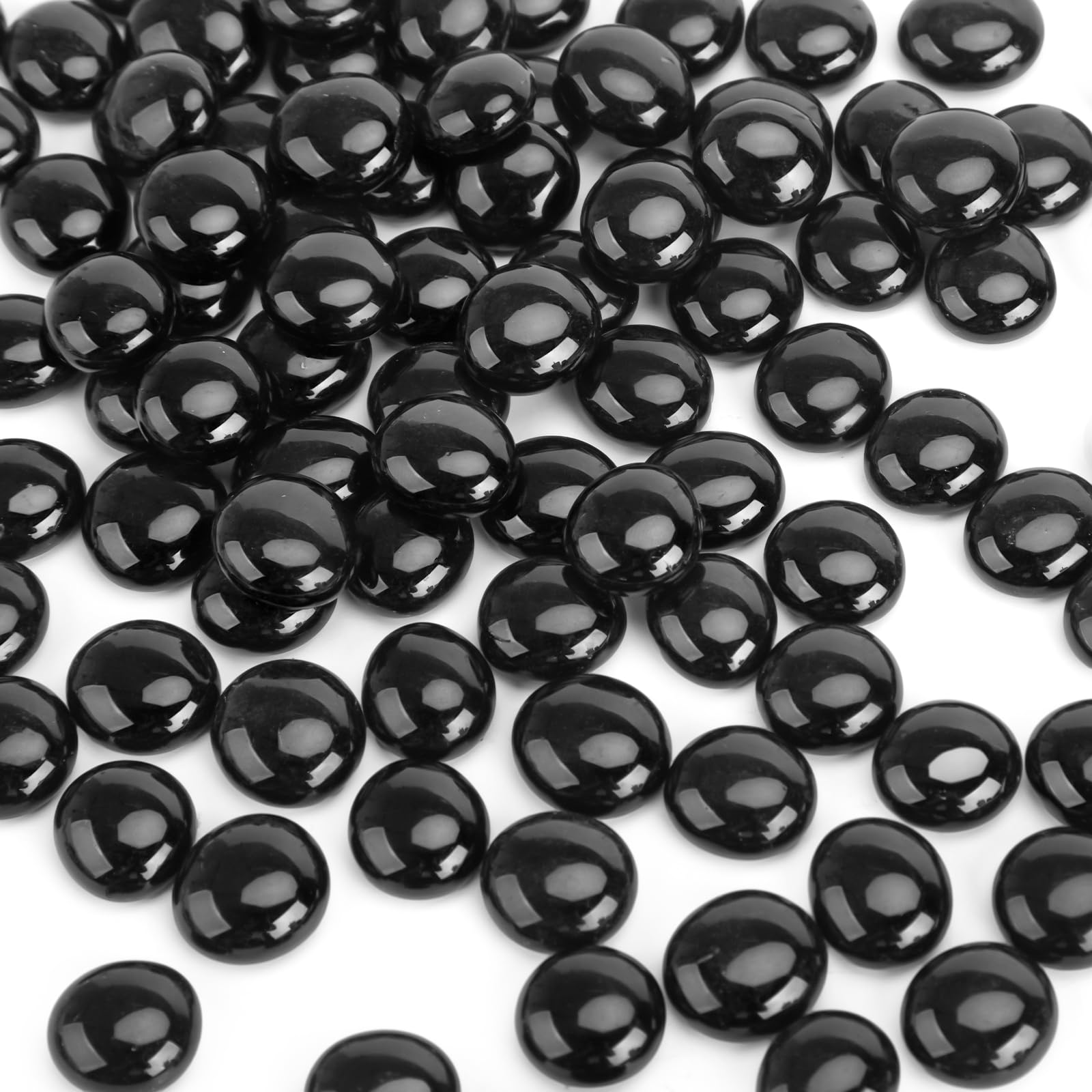 Photo 1 of FUTUREPLUSX 5LB Black Flat Glass Marbles, Gemstone Beads, Aquarium Rocks Fish Tank, Gravel Stones Bulk Pebbles Decorative Beads for DIY Crafts Vase Fillers Table Scatter Decor