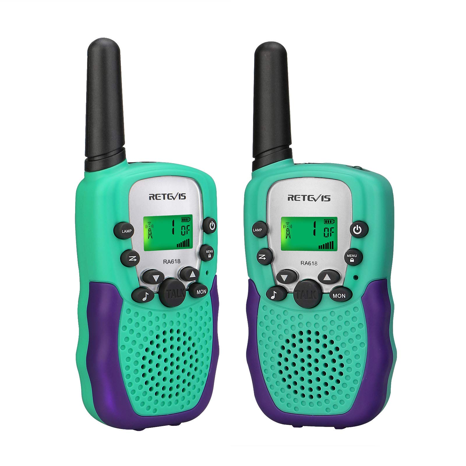Retevis RA618 Walkie Talkies for Kids, Toy Gifts for 6-12 Years Old Boys Girls, 8 Channels VOX Flashlight, Walky Talky for Children Hide-and-Seek Camping Hiking Spring Outing (1 Pair,Green)