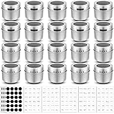 Bekith 20 Pack Magnetic Spice Jars, Magnetic Spice Containers for Refrigerator, Seasoning Tins with Clear Top Lid, 240 PVC Sp