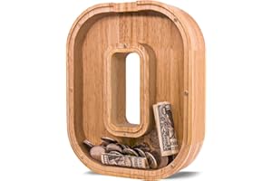 JOOMLAFLY Wooden Letter Piggy Bank for Kids Larger Letter Piggy Bank for Boys and Girls Personalized Piggy Bank Initial Coin 