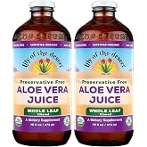 Lily of the Desert Aloe Vera Juice, Whole Leaf Filtered 2-Pack, Organic &amp; Preservative Free &ndash; Natural Vitamins, Digestive Enzymes for Gut Health, Glowing Skin &amp; Wellness, 16 Fl Oz Ea