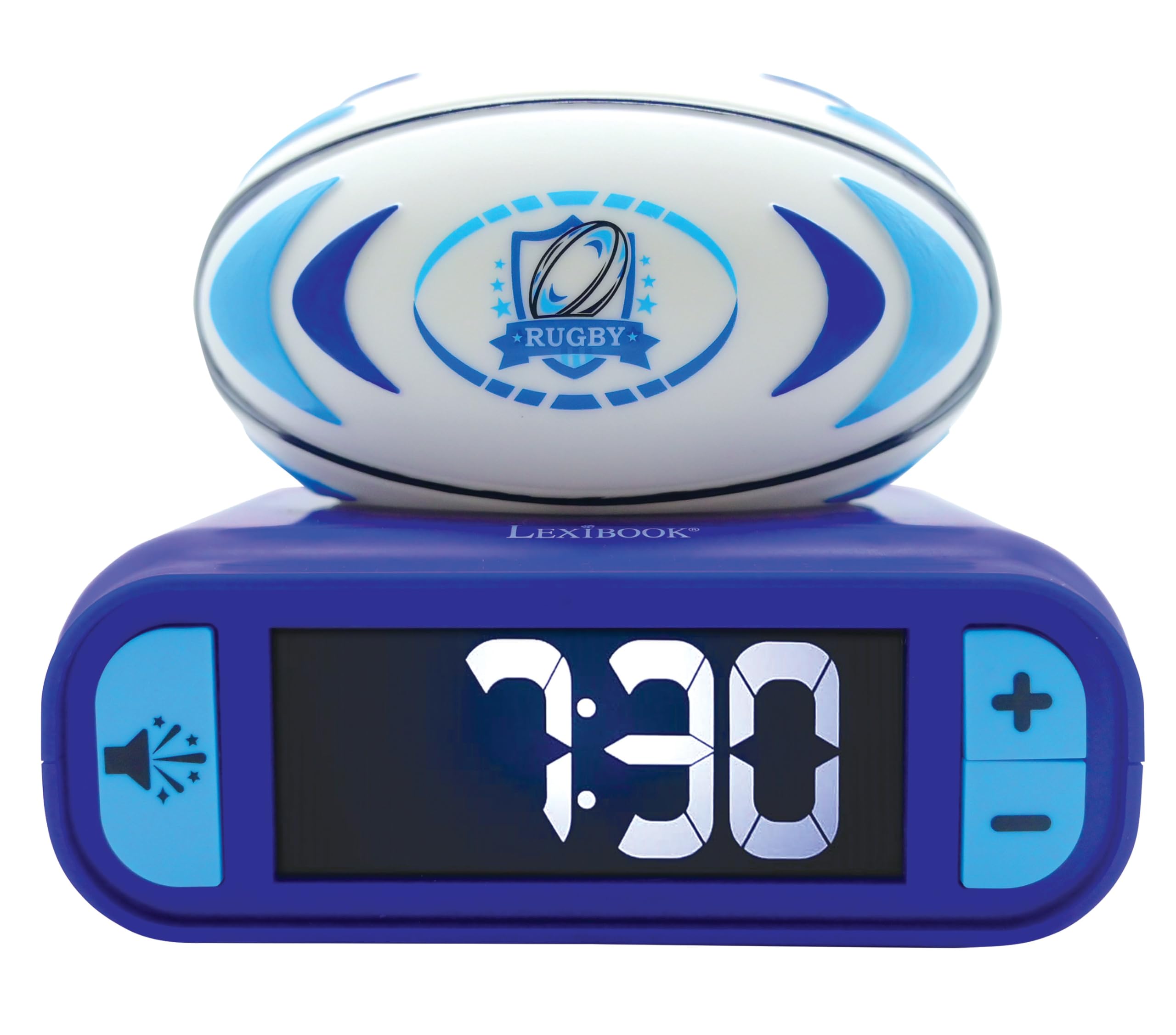 LEXIBOOK, Rugby, Nightlight alarm clock, Sounds and Melodies, LCD Backlit screen, Luminous, Snooze, Blue, RL800RG — image 1