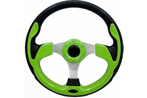 YEHICY 12.5" Green Golf Cart Steering Wheel with Silver Spokes for EZGO RXV & TXT, Club Car DS and Precedent Tempo, Yamaha Steering Wheel