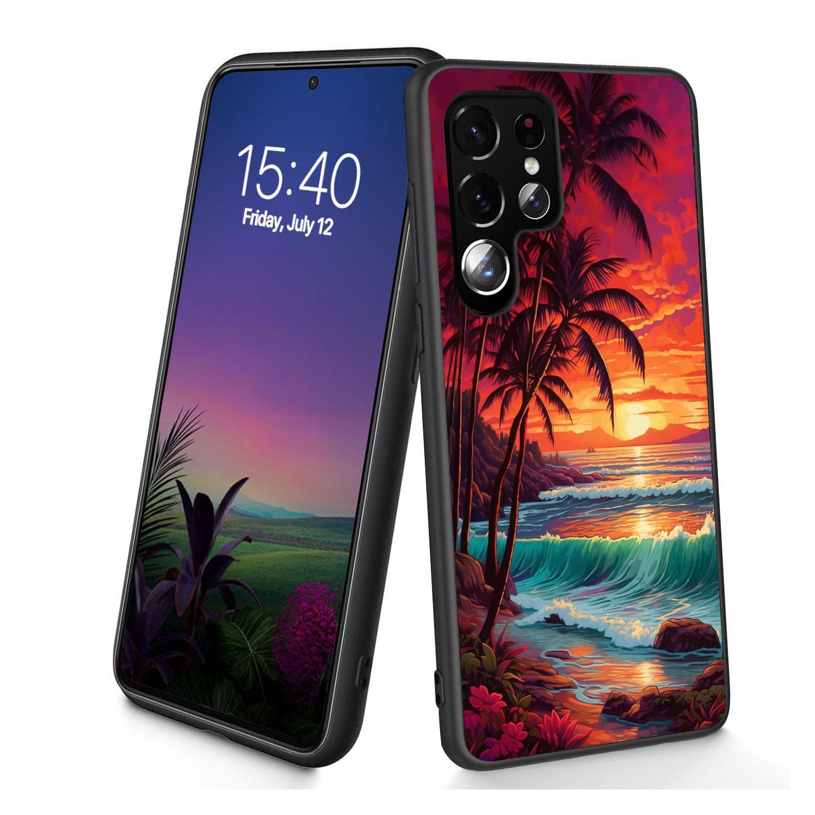 Bxgolkgd Designed for Galaxy S26 Ultra Case,Slim Soft TPU Silicone Shockproof Anti Slip Protective Case for Samsung Galaxy S26 Ultra 2026 6.9 inch - Sunset Palm Tree Beach