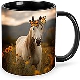 Yrebyou Horse Coffee Mug Novelty Ceramic Coffee Cup 11oz with Handle Gifts for Women and Men Microwave Safe for Home or Office