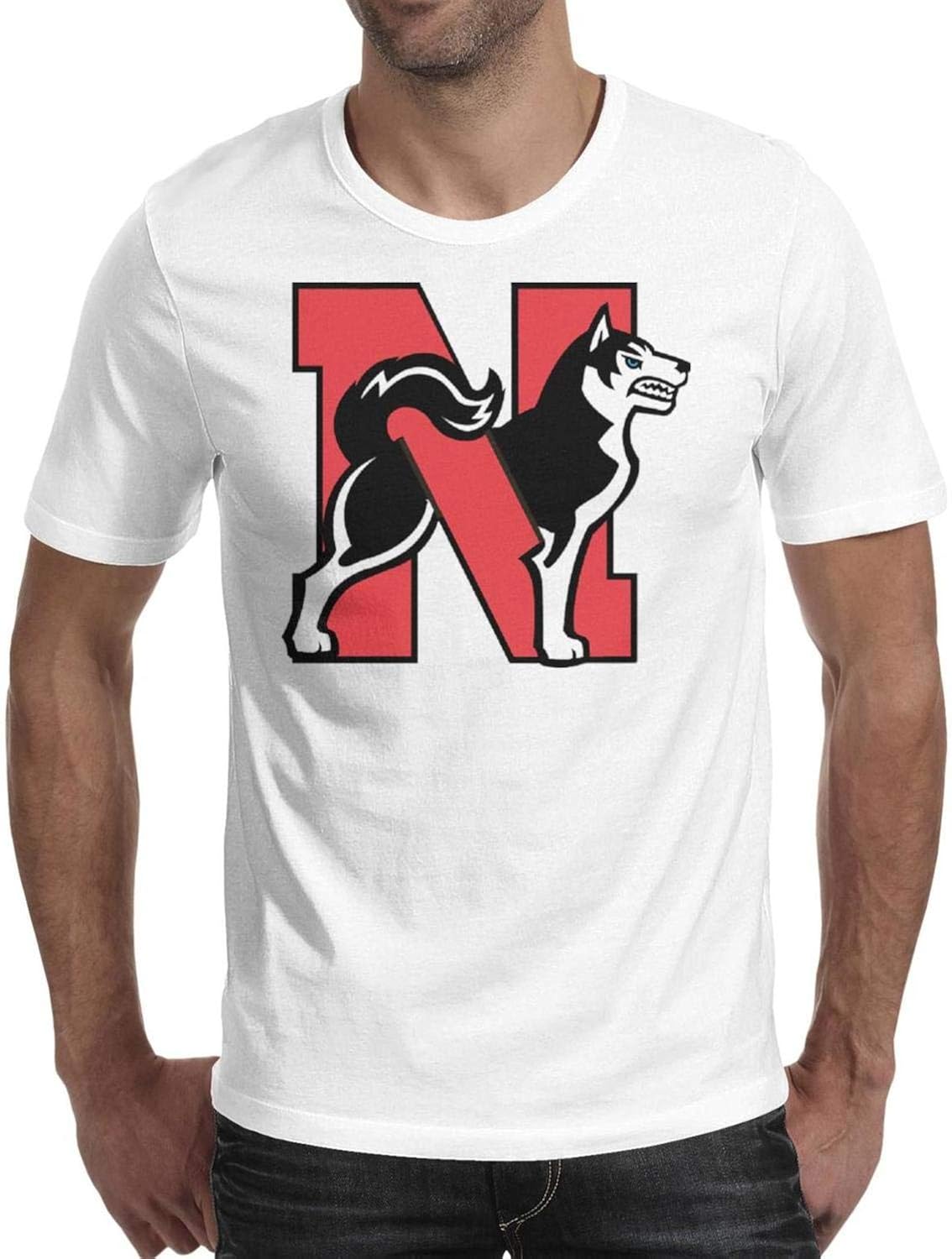 COOLGOOD NortheasternUniversityHuskiesLogo Men Slim Fit Short Sleeve T Shirt T