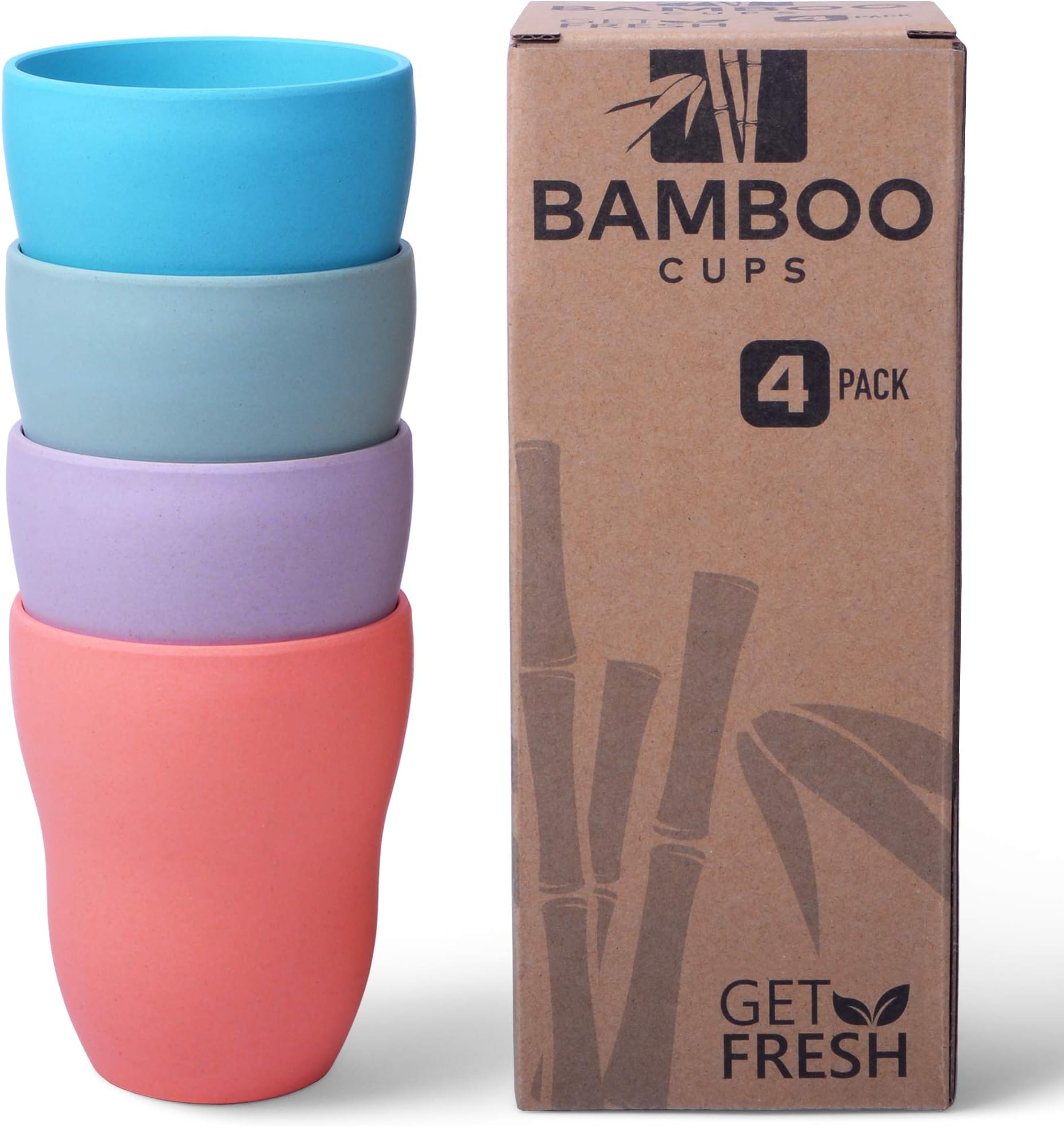 GET FRESH Cups Set For Kids and Adults - 4-Pack Colourful Picnic Drinkware for Daily Use - Reusable and BPA Free Tumblers Set (Multiple Colors) - Dishwasher Safe Adult-Size Dinner Cups