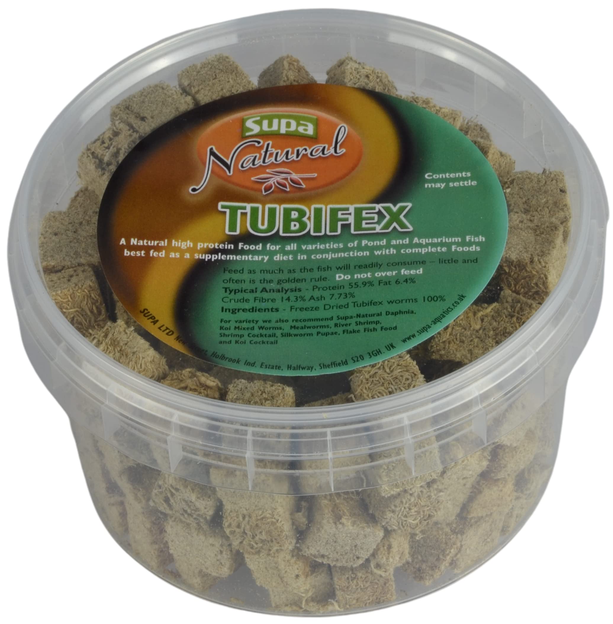 Supa Natural Tubifex Cubes, 500 ml Pot, Highly Nutritious Protein Rich Food, Suitable For Aquarium And Pond Fish,