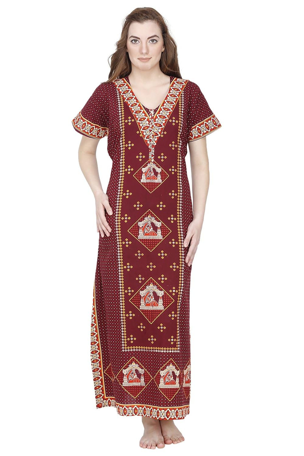 secret wish women's cotton nighty, nightdress (free size)