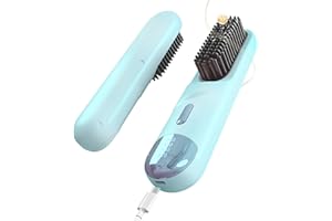 HARRFLOW 2025 New Upgraded Cordless Hair Straightener Brush 300 Million Negative Ionic Portable Hair Straightener Comb for Women with 4 Temps Fast Heating MCH Ceramic Coating Smooth Frizz - Pearl Blue