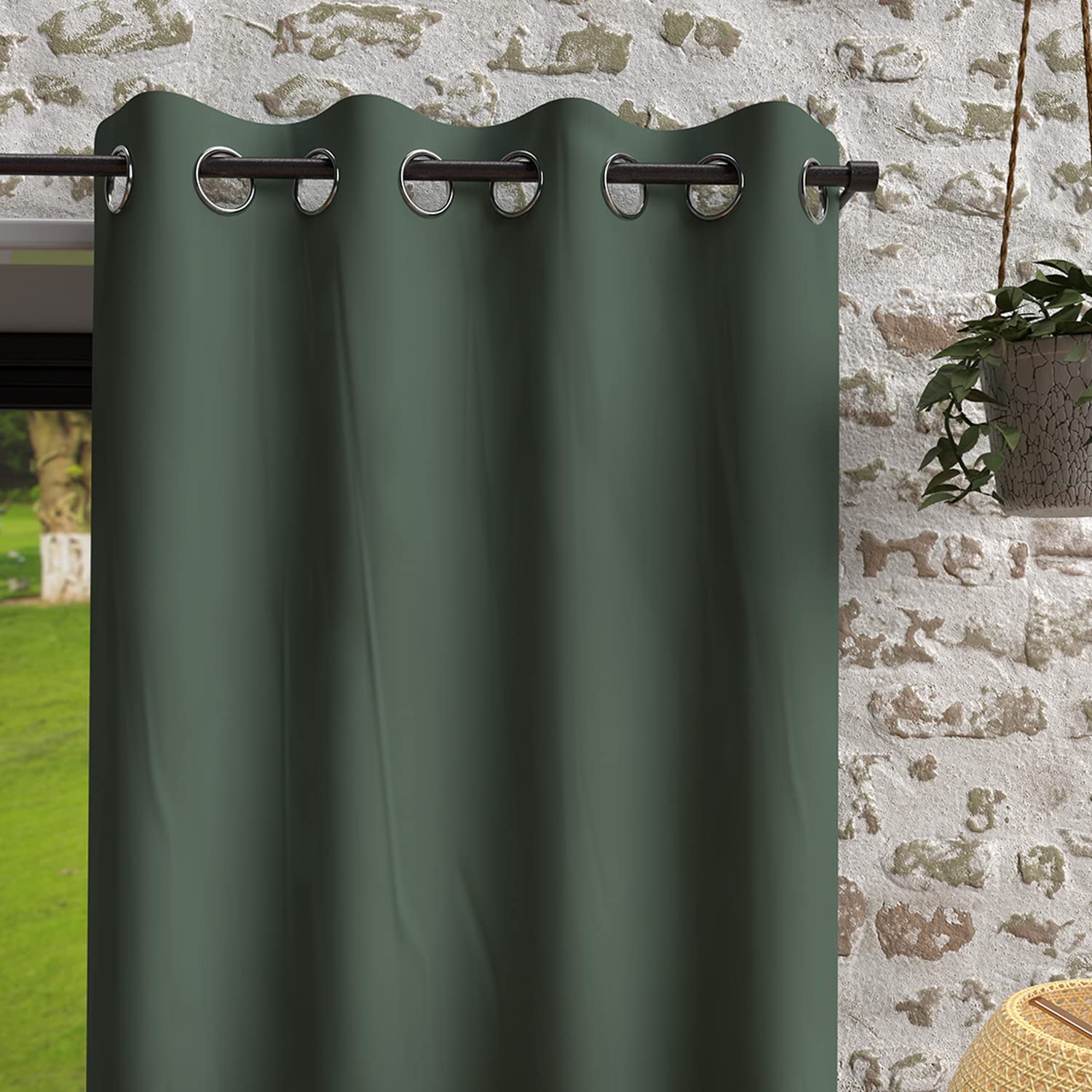 Soleil d'ocre Green Polyester Curtains & Curtains 140 x 180 cm