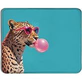 Qykwz Funny Navy Blue Leopard Animals Mouse Pad 9.5x7.9 Inch,Pink Bubble Gum Leopard Mouse Pads for Wireless Mouse Computers Laptop Desk Accessories Women Office Supplies
