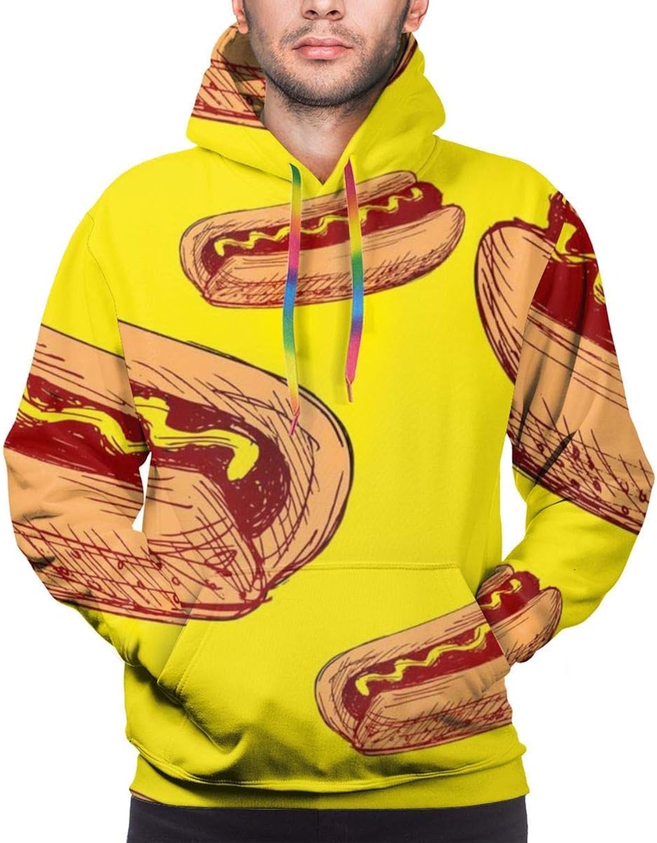 Men's Hoodie Hot Dog Sausage Print Sweate Sweatshirt Men's Casual