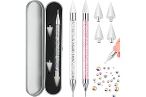 Tatuo 2 Pieces Rhinestone Picker Dotting Pen, Dual-ended Rhinestone Gems Crystals Studs Picker Wax Pencil Pen Crystal Beads Handle Manicure Nail Art DIY Decoration Tool (Pink, White)