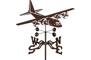 E-Z VANE EZ Vane C-130 Airplane Weathervane — Garden Mount, Wind Cups, Antique Copper Finish, Steel with Durable Triple Powder Coating, Handcrafted in USA