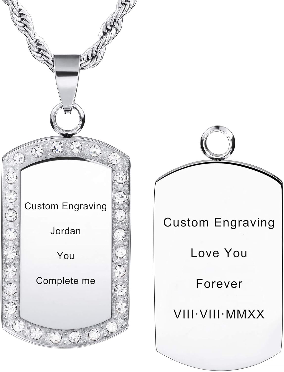 MeMeDIY Collana Personalizzata per Uomini Donne Incisione