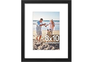 decorUhome 8x10 Picture Frame, Display Pictures 5x7 with Mat or 8x10 without Mat, Wall & Tabletop Display Photo Frame, Black, 1 Pack
