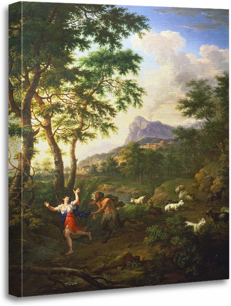 TORASS Canvas Wall Art Print Jacob Arcadian Landscape with Pan and Heuschgoats Artwork for Home Decor 16" x 20"