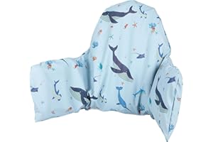 HALAA VAUVA High Chair Cushion with Cover Pad for IKEA Antilop Babies Toddlers Inflatable & Reversible Built-in Inflatable Cushion Sea blue