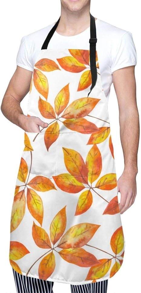 Amazon エプロン 女性用 紅葉 オレンジ色 秋 枯れ葉 背景 かわいい ワークエプロン 完全防水 防汚 ポケット付 家庭用 保育士 カフェ 作業用 首掛け メンズ おしゃれ 動きやすい 便利な調節 エプロン オンライン通販