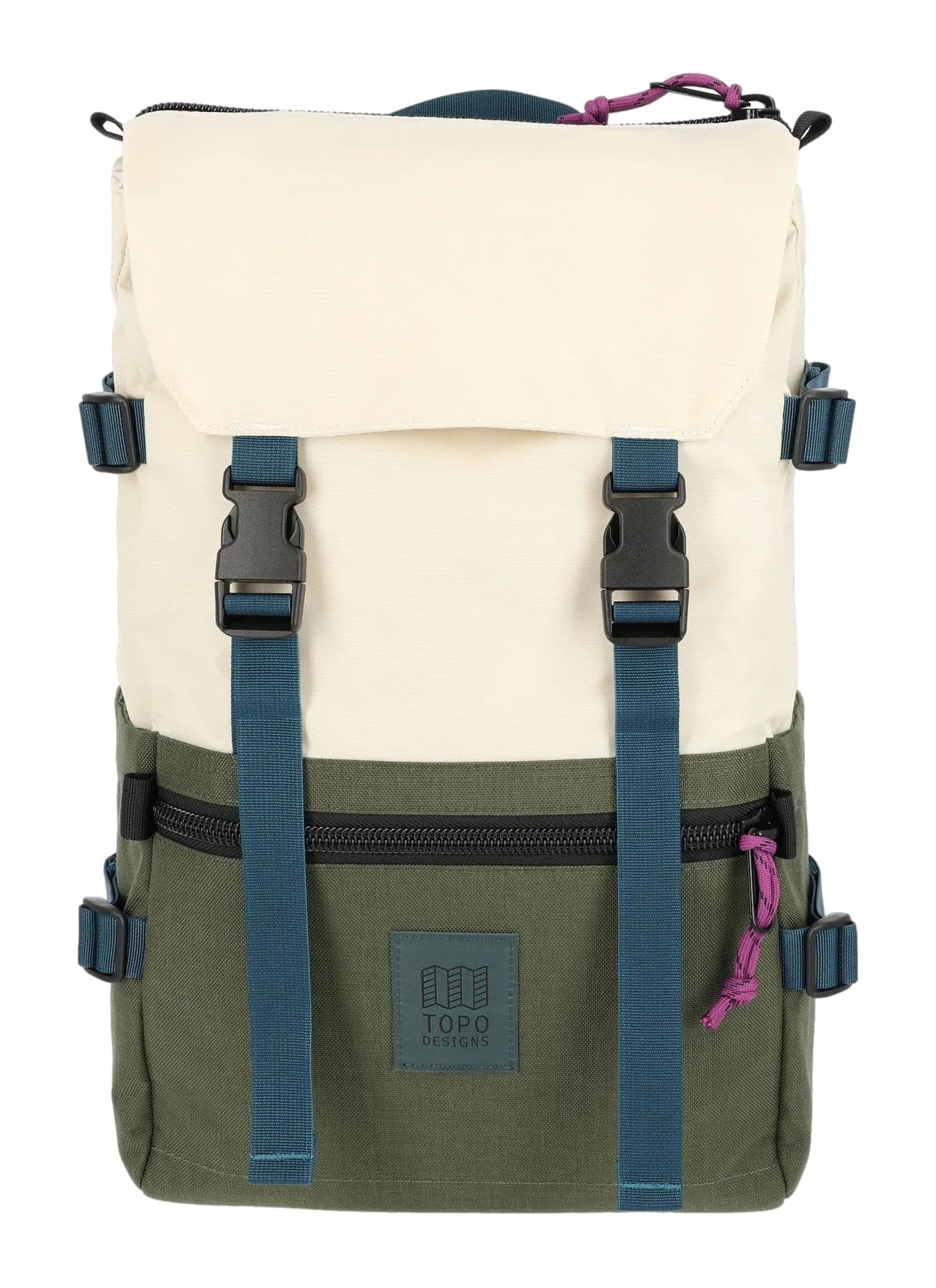 Topo Designs Rover Pack Classic - Daily Daypack for Commutes, Day Trips, Hikes, Iconic Denver Design, Recycled Nylon Durable Construction, PFAS-Free, Fair Trade, BlueSign Approved (Bone White/Olive)
