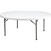 Flash Furniture 6-Foot Round Granite White Plastic Folding Table | Lightweight, Easy Storage, Commercial Grade