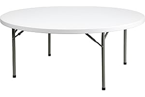 Flash Furniture Elon 6' Round All-Occasion Plastic Folding Event Table, Foldable Portable Banquet Table for Indoor/Outdoor Events, White