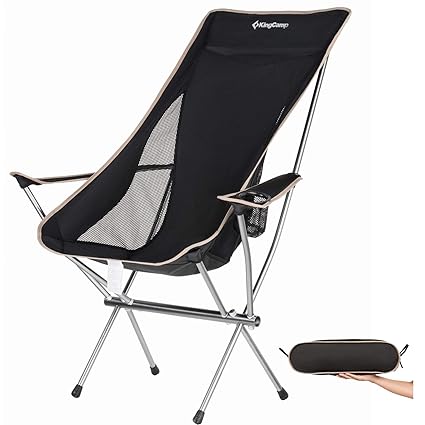 Kingcamp Ultralight Compact Strong High Back Folding Chair With Armrest Cup Holder Only 3 7 Lbs