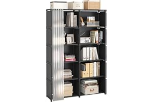 Dttwacoyh 6 Tier Bookcase, Assembled Bookshelves,with Curtains,Large-Capacity Cube Storage Organizer, Bedroom, Office, Living Room(Black)