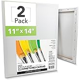 ArtSkills Stretched Canvas for Painting, 11x14 Canvases Painting Supplies for Artists, Blank Canvas Pack, 2-Pack