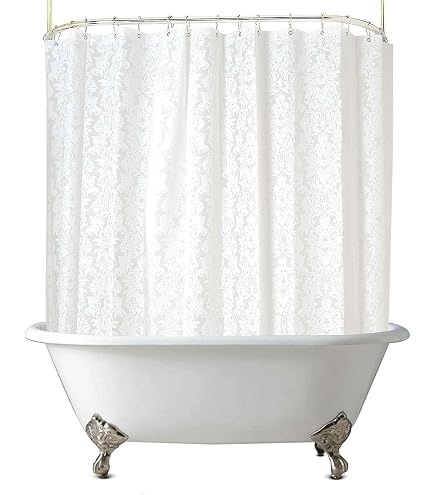 White Short 60-Inch Shower Curtain For Clawfoot Tubs – 180x60 Wrap-Around Liner With Grommets