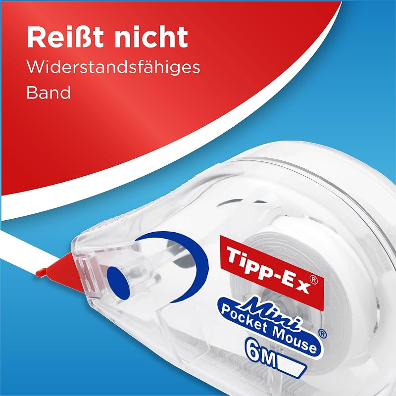 Korrekturroller Mini Pocket Mouse, 6m x 5mm, 10er Pack, Ideal für das Büro, das Home Office oder die Schule